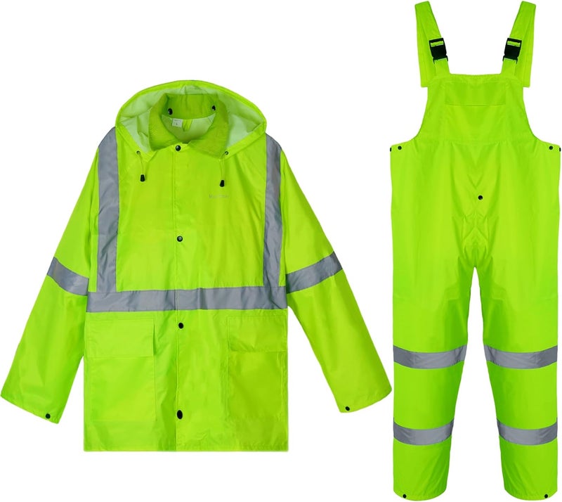 MaxTiner Rain Suits for Men Waterproof High Visibility Reflective Work Breathable Rain Gear for Men Waterproof Jacket and Pants - Image 1